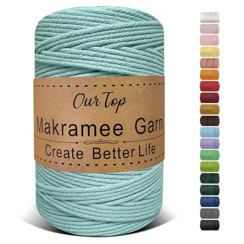 OurTop Premium Makramee Garn Wasserblau, 3mm x 300m Macrame Cord Makramee Schnur Makramee Kordel, Garn für DIY Handwerk, Weben Dekoration, Hängepflanze Pflanze Aufhänger OurTop Premium Makramee Garn Wasserblau, 3mm x 300m Macrame Cord Makramee Schnur Makramee Kordel, Garn für DIY Handwerk, Weben Dekoration, Hängepflanze Pflanze Aufhänger von OurTop