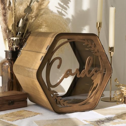 OurWarm Hochzeitskartenbox für Party, Sechseckige braune Hochzeitskartenboxen für den Empfang, hölzerne Hochzeitsbox für Karten und Geld, rustikale Abschlussgeschenkkartenbox für Hochzeitsdekoration, OurWarm Hochzeitskartenbox für Party, Sechseckige braune Hochzeitskartenboxen für den Empfang, hölzerne Hochzeitsbox für Karten und Geld, rustikale Abschlussgeschenkkartenbox für Hochzeitsdekoration, von OurWarm