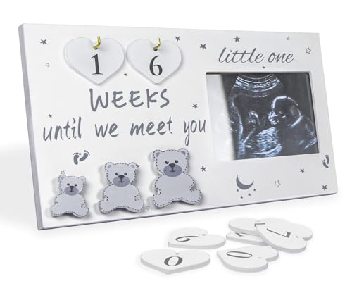 OurWarm Ultraschall-Bilderrahmen, Sonogramm-Bilderrahmen mit Baby-Countdown-Wochen, Ultraschallrahmen für Baby-Ankündigungsschild, erwartet Mütter Eltern zu sein einzigartige Geschenke für Schwangere von OurWarm