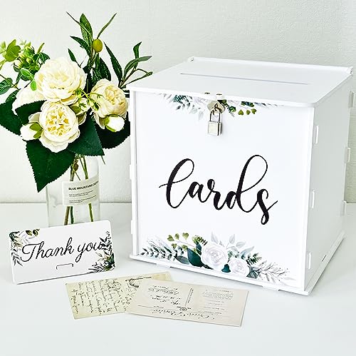 OurWarm Weiße Hochzeitskartenbox mit Schloss, PVC-Geschenkkartenbox für Hochzeitsempfang, Eukalyptus DIY Hochzeit Geldumschlag Kartenbox für Party Abschlussfeier Babyparty Geburtstag Dekorationen OurWarm Weiße Hochzeitskartenbox mit Schloss, PVC-Geschenkkartenbox für Hochzeitsempfang, Eukalyptus DIY Hochzeit Geldumschlag Kartenbox für Party Abschlussfeier Babyparty Geburtstag Dekorationen von OurWarm