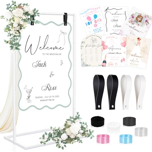 OurWarm Weißer Hochzeits-Willkommensschild-Halter, verstellbarer "Welcome to Our Wedding Sign Holder", 170 cm, Metall-Staffelei für Hochzeitsschilder, Geburtstag, Babyparty, Geschlechtsoffenbarung OurWarm Weißer Hochzeits-Willkommensschild-Halter, verstellbarer "Welcome to Our Wedding Sign Holder", 170 cm, Metall-Staffelei für Hochzeitsschilder, Geburtstag, Babyparty, Geschlechtsoffenbarung von OurWarm