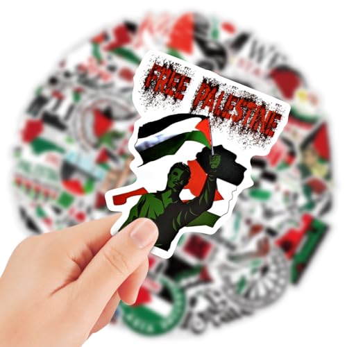 100 Stück Palästina Sticker,PaläStina Autoaufkleber,Free Palästina Aufkleber für Laptop HandyhüLlen Wasserflasche Gitarre Skateboard Fahrrad,Wasserdicht und Langlebig von Ourdort