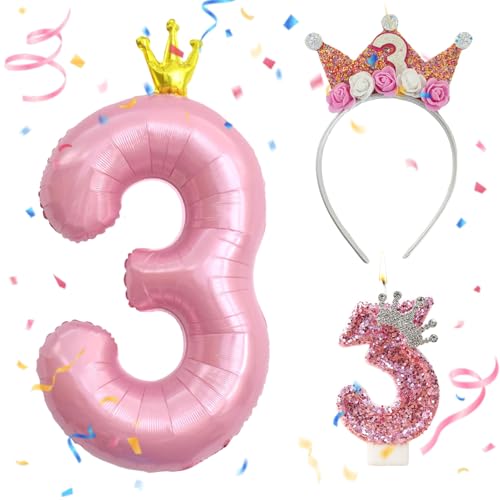 Geburtstagsdeko Mädchen 3 Jahre,3 Jahr Geburtstagskrone,Luftballon 3 Rosa,Kerze 3 Geburtstag Mädchen,für mädchen Geburtstag Party Dekoration Jahrestag Dekorationen,Geschenk madchen 3 Jahre Geburtstagsdeko Mädchen 3 Jahre,3 Jahr Geburtstagskrone,Luftballon 3 Rosa,Kerze 3 Geburtstag Mädchen,für mädchen Geburtstag Party Dekoration Jahrestag Dekorationen,Geschenk madchen 3 Jahre von Ourdort