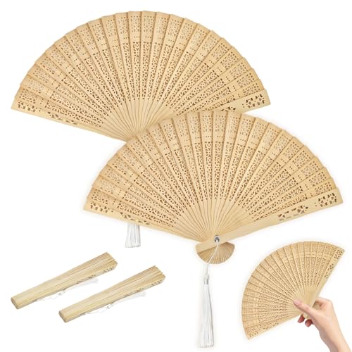 Handfächer Bambus 2PCS, Fächer Holz, Vintage Fächer Holz Klein, Handfächer Damen, Orientalischer Faltfächer, für Tanz, Party, Hochzeit Geschenke, DIY Deko, Haus Dekorationen Handfächer Bambus 2PCS, Fächer Holz, Vintage Fächer Holz Klein, Handfächer Damen, Orientalischer Faltfächer, für Tanz, Party, Hochzeit Geschenke, DIY Deko, Haus Dekorationen von Ourdort