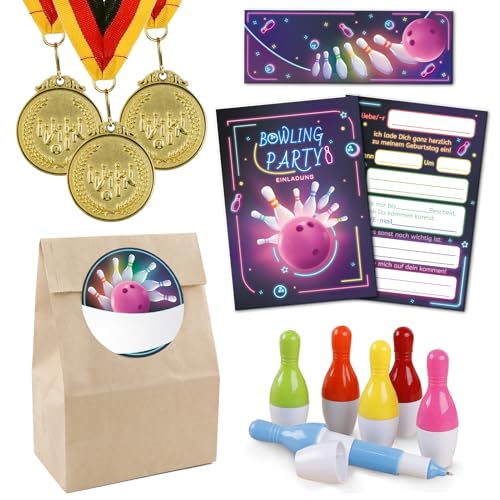 Ourdort Bowling Mitgebsel 36 Stück, Bowling Medaillen mit Dreifarbigem Nylonband, Einladungskarten Bowling, Bowling Druckkugelschreiber, Geschenktüten, Bowling Geburtstag Deko, Kegeln Geschenk Ourdort Bowling Mitgebsel 36 Stück, Bowling Medaillen mit Dreifarbigem Nylonband, Einladungskarten Bowling, Bowling Druckkugelschreiber, Geschenktüten, Bowling Geburtstag Deko, Kegeln Geschenk von Ourdort