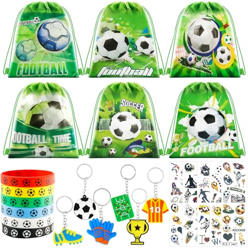 Ourdort Fußball Party Mitgebsel Kinder,mit 6 Fußball Taschen Kordelzug,6 Silikonarmband,6 Fußball Schlüsselanhänger,10 Fußball Tattoos,Fußball Geschenke für Jungs Ourdort Fußball Party Mitgebsel Kinder,mit 6 Fußball Taschen Kordelzug,6 Silikonarmband,6 Fußball Schlüsselanhänger,10 Fußball Tattoos,Fußball Geschenke für Jungs von Ourdort