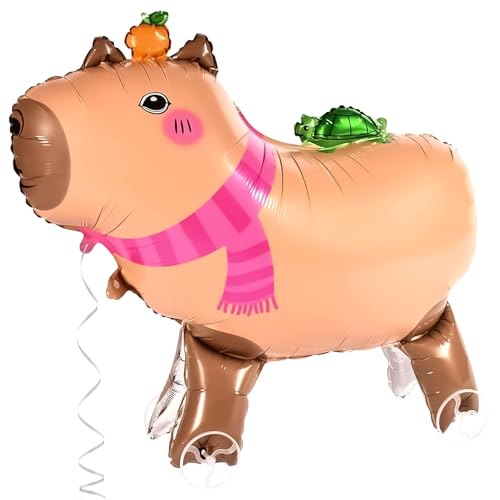 Walking Capybara Luftballons, Capybara Party Ballons, Capybara Folienballons Balloon, Cartoon Aluminium Folie Ballon, Capybara Anime Thema Luftballons für Kinder Geburtstagsfeier Deko von Ourdort