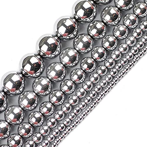 Runde Hämatit-Perlen, 2/3/4/6/8/10 mm, Naturstein, Überzug, Farbe, lose Perlen, Kugel, Schmuck, Armbänder, DIY-Zubehör herstellen, Silber, 3 mm, 200 Stück von Ourona