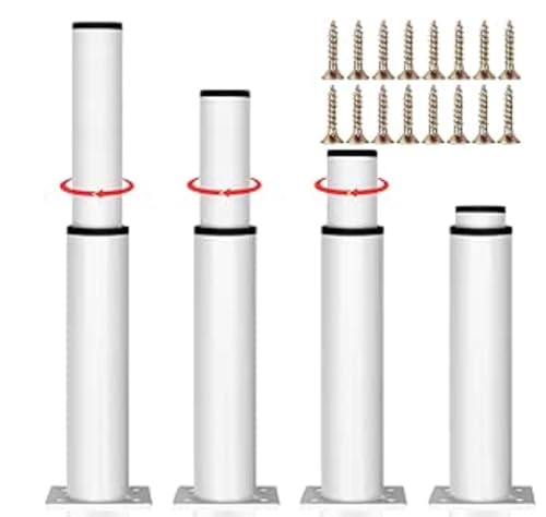 4 Stück Möbelfüße Höhenverstellbar,Möbelbeine Metall Weiß, Möbelfüße Verstellbare,DIY Füße für Möbel 250-420mm, Bettfüße für Sofa, Nachttisch, Schrank,einsetzbar für Verschiedene Möbeltypen von Oursouion
