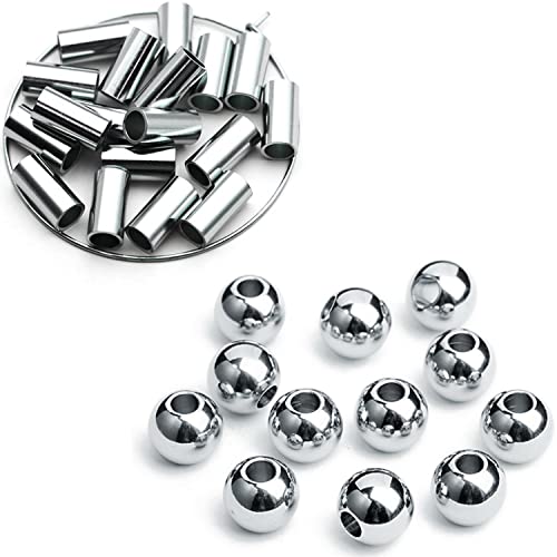 200 Stück runde Abstandshalter Perlen und 200 Stück lange Rohrperlen 3 mm 304 Edelstahl lose Perlen glatte Charm-Perlen für DIY Handwerk Schmuckherstellung von Ourtroness