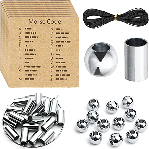 Ourtroness Morsecode-Armbandherstellungs-Set, enthält runde Abstandshalter-Perlen, lange Röhrenperlen, Morsecode-Dekodierungskarte und gewachste Schnur für DIY-Schmuckherstellung (4 mm) von Ourtroness