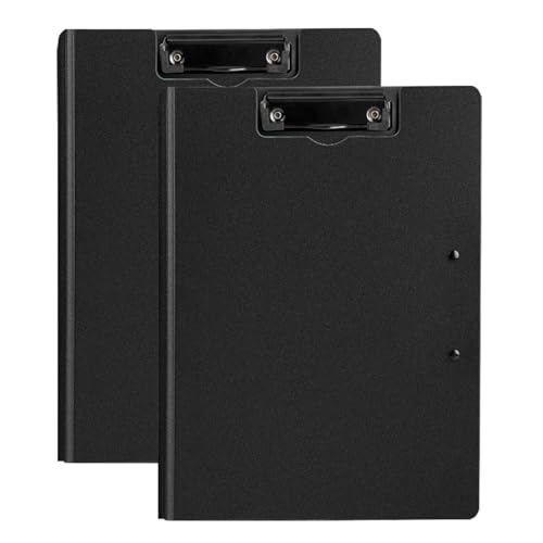 Klemmbrett A4 mit Deckel, 2 Stück Kunststoff Klemmbretter mit Doppelclip für Memo-Formulare, Dokumente und Schule, Büro, Arbeit, Klassenzimmer - Schwarz Klemmbrett A4 mit Deckel, 2 Stück Kunststoff Klemmbretter mit Doppelclip für Memo-Formulare, Dokumente und Schule, Büro, Arbeit, Klassenzimmer - Schwarz von Ourui