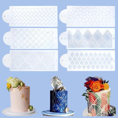 Oushebck 6 Stück Tortenschablone, Kuchen Dekoration Schablonen, Kuchen Backvorlagen, Kuchen Backvorlagen Kuchenvorlagen, Kuchenvorlagen Backwerkzeuge für DIY Kuchen Kekse Fondant Dessert (A) von Oushebck