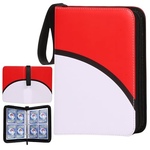Oushebck Sammelkarten Album Für Sammelalbum Karten, 50 Seiten 400 Karten Kapazität, Hochwertiges Wasserdicht Leder Kartensammlung Sammelalbum Mit Reißverschluss (Rot) von Oushebck
