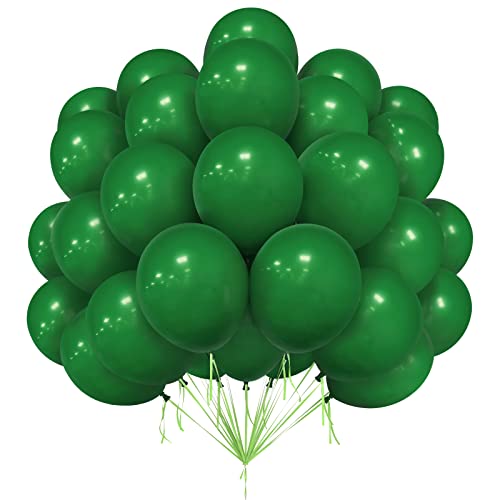 Grüne Luftballons, 50 Stück 12 Zoll Dunkelgrüne Luftballons, Grüngrüne Latexluftballons, Partyluftballons für Kinder, Jägergrüne Luftballons für Babyparty, Waldparty, Geburtstagsfeierdekorationen von Ousuga