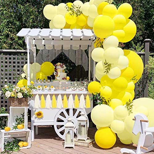 Luftballon Girlande Gelb Pastell Gelbe Luftballons Macaron Gelbe Luftballons mit Gelb Farben Papierquasten für Geburtstag Hochzeit Baby Shower Party Dekorieren von Ousuga