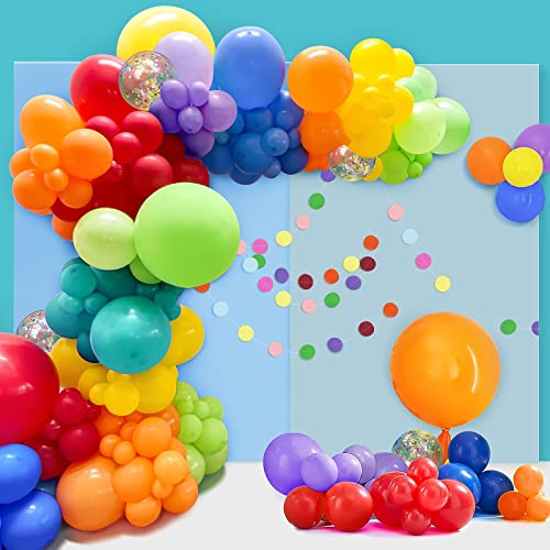 Luftballons Bunt,100 Stück Regenbogen Luftballon Girlande Set 5/12/18 Zoll Bunte Luftballons mit Runde Papier Girlande Bunt Deko für Kindergeburtstag Party Babyparty Karneval Dekorationen von Ousuga