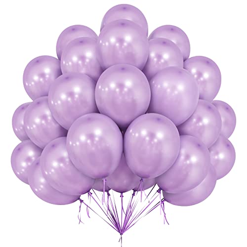Luftballons Helllila, 50 Stück 12 Zoll Ballon Pack, Lila Perle Einfache Latex Luftballons für Mädchen Frauen Geburtstagsfeier Hochzeit Brautdusche Baby Dusche Dekorationen von Ousuga