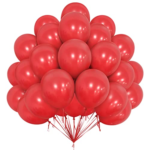 Luftballons Rot, 50 Stück 12 Zoll Party Ballons, Rote Ballons mit 10M Band für Weihnachten Ballon Girlande, Matte Latex Ballons für Mädchen Frauen Party Hochzeit Jahrestag Baby Dusche Dekoration von Ousuga