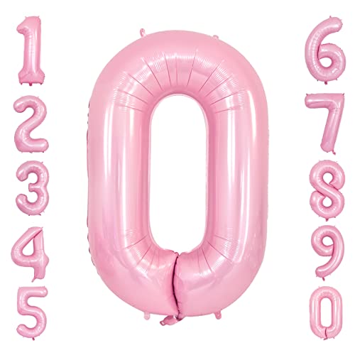 Ousuga Zahlenballon Rosa Größe 0 Luftballons, 40 Zoll Selbstaufblasende Heliumfolie Mylar Mädchen Geburtstag Prinzessin Themenparty Babydusche Geschlechtsoffenbarung Abschluss Jahrestag (0) von Ousuga