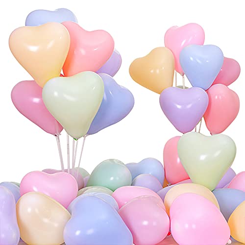 Pastell Luftballons 100 Stück, 10 "Macaron Herz Luftballons Candy Coloured Party Ballon, helle Naturlatex Dekoration Luftballons, Parteien Lieferant für Geburtstag, Hochzeiten, Feiern, Babyparty. von Ousuga