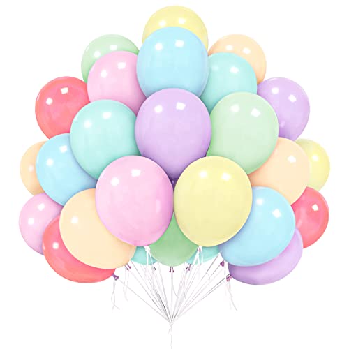 Pastell Regenbogen Luftballons, 50 Stück 12 Zoll Macaron Mehrfarbige Luftballons, Luftballons in verschiedenen Farben, PartyLuftballons für Kinder, Luftballons für Hochzeit Valentinstag Dekoration von Ousuga