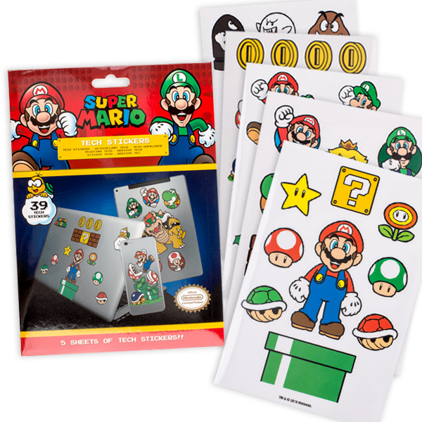 Super Mario Tech-Sticker, selbstklebend, 39 Stück, Mitgebsel Kindergarten von Out of the Blue
