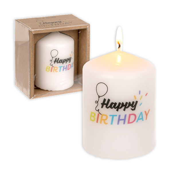 Motiv-Kerze "Happy Birthday" in Geschenkbox, 8cm Motiv-Kerze "Happy Birthday" in Geschenkbox, 8cm von Out of the blue KG