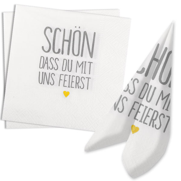 Servietten "Schön, dass du mit uns feierst" 20 Stk, 33cm Servietten "Schön, dass du mit uns feierst" 20 Stk, 33cm von Out of the blue KG