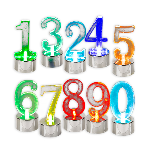 Zahlen mit farbwechselnder LED, ca. 8 cm, aus Kunststoff, 48 Stück im Display von Out of the blue KG
