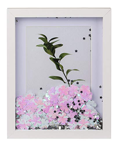Bilderrahmen aus Holz Silver Flower Glitter, Größe ca. 19 x 24 cm, Bildformat 16,5 x 11,5 cm, mit silbernen Glitzerblüten von Out of the blue
