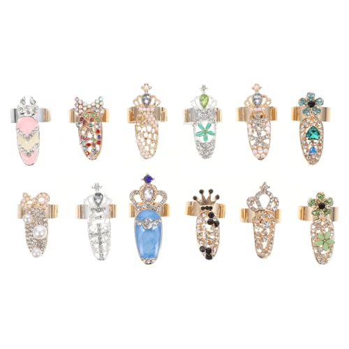 Outanaya 12Stücke Chic Finger Nägel Ringe mit Strasssteinen Offene Nagelkunst Dekoration für Hochzeit Prom Valentinstag und Mehr Accessoire für Erwachsene Outanaya 12Stücke Chic Finger Nägel Ringe mit Strasssteinen Offene Nagelkunst Dekoration für Hochzeit Prom Valentinstag und Mehr Accessoire für Erwachsene von Outanaya