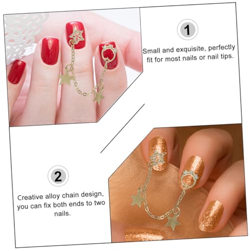 Outanaya 4 Stück Nail Art Kettenanhänger aus Legiertem mit Luxuriösen Schleifen Herzdesigns Flexible für Fingerbewegung Einfache Anwendung für DIY Maniküre und Nageldekoration von Outanaya