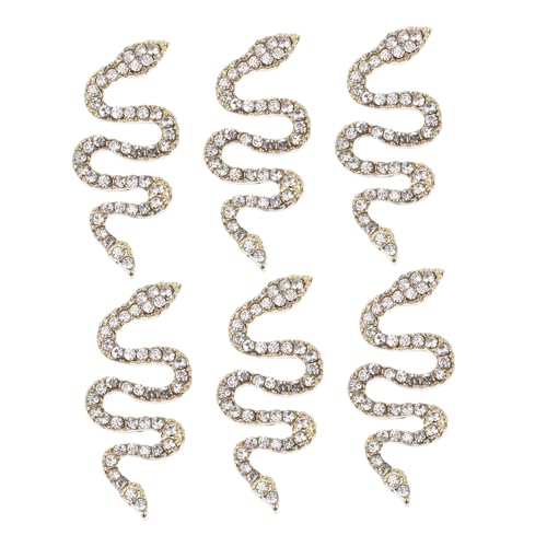 Outanaya 6 Stück Teiliges Schlangen Nail Ornaments aus Langlebiger Zinklegierung Kreative Nageldekoration mit Funkelnden Strasssteinen für DIY Nail Art und Professionellen von Outanaya