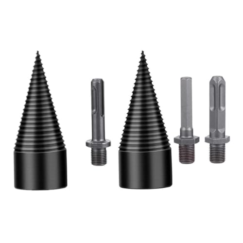 Outanaya Holzbohrer Splitting Wood Drill Bit aus Stahl mit Bohrern und Drei Adapterstangen Stabiler Holzspalter Bohrer für Brennholz Einfache Handhabung Vibrationsfest Zeitsparend von Outanaya
