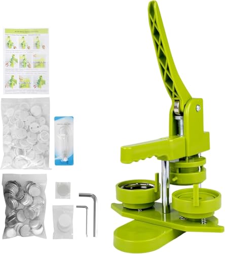 Outbit Button Badge Press Maschine, Buttonmaschine, mit 100 Knöpfen/Bild & Kreisschneider für Charaktere für Menschen, Kinder DIY Gift Pin Maker (Grün, 25mm) von Outbit