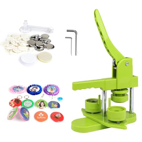 Outbit Button Badge Press Maschine, Buttonmaschine, mit 100 Knöpfen/Bild & Kreisschneider für Charaktere für Menschen, Kinder DIY Gift Pin Maker (Grün, 32mm) von Outbit