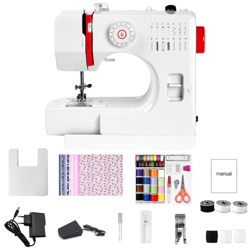 Outbit Nähmaschine für Anfänger 14 Stiche Nähmaschine mit Anschiebetisch Baumwollstoff und Nähset Outbit Nähmaschine für Anfänger 14 Stiche Nähmaschine mit Anschiebetisch Baumwollstoff und Nähset von Outbit