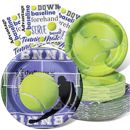 Tennis-Party-Dekorationsset – 20 Packungen Tennis-Partyteller und Servietten – Einweg- und stilvolles Tennis-Partyzubehör für Geburtstage und Veranstaltungen von Outego