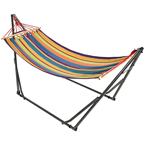 Outsunny Garten-Hängematte, faltbar, Wäscheständer mit gebogenem Ständer aus Metall, Epoxidharz, Hängematte, 1-Sitzer, max. Belastung 120 kg, Maße: 270 x 100 x 94 cm (L x B x H) von Outsunny