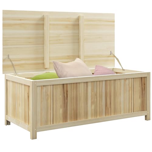 Outsunny Gartentruhe aus Massivholz, 172 l, mit Zylindern, für den Außenbereich, 120 x 55 x 45 cm, Naturholz von Outsunny