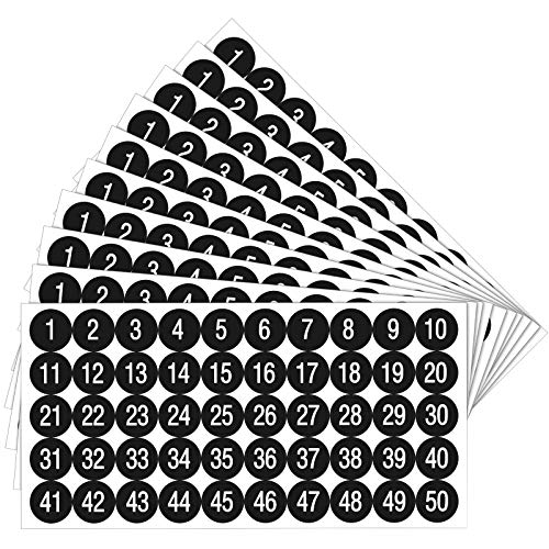 10 Blätter 1 bis 50 Nummern Aufkleber Sticker Vinyl Selbstklebende Zahlensticker für Wasserdichte Etiketten Zahlenaufkleber Klebenummern für Inventar Klassifizierung von Outus