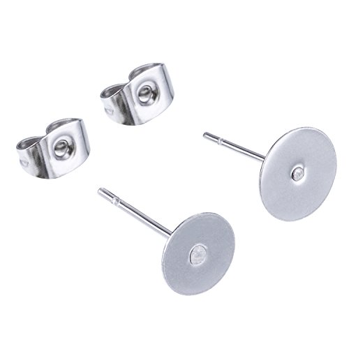 100 Stück Edelstahl Ohrringe Ohrring Stopper Pfosten Flat Pad (2 Größe) mit 100 Stück Ohrring Rücken für Ohrring Herstellung, Insgesamt 200 Stück von Outus