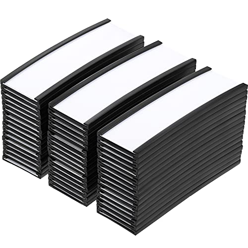 100 Stück Magnetische Etikettenhalter Etikettenhalter mit Magneten, Magnetische Datenkartenhalter mit Schutzfolien und Ersatzstreifen für Regal-Abfalleimer (2,5 x 7,6 cm) von Outus
