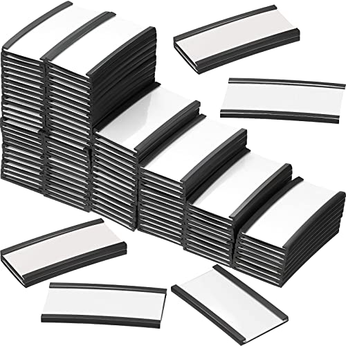 100 Stück Magnetische Etikettenhalter Etikettenhalter mit Magneten, Magnetische Datenkartenhalter mit Schutzfolien und Ersatzstreifen für Regal Mülleimer (1 x 2 Zoll) von Outus