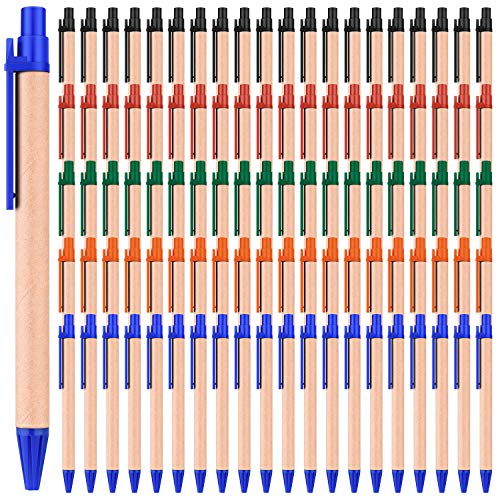 Outus 100 Stück Kugelschreiber aus Kraftpapier, schwarze Tinte, einziehbare Kugelschreiber, mittlere Spitze, 0,7 mm, für Schreibbedarf für das Büro, Schule, mehrfarbig Outus 100 Stück Kugelschreiber aus Kraftpapier, schwarze Tinte, einziehbare Kugelschreiber, mittlere Spitze, 0,7 mm, für Schreibbedarf für das Büro, Schule, mehrfarbig von Outus