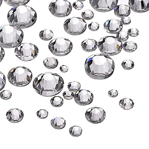 1000 Stück Klare Flache Rückseite Strasssteine Runde Kristall Edelsteine 1,5 mm - 5 mm, 5 Größen von Outus