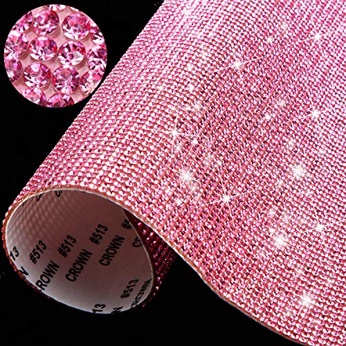 12000 Stücke Bling Bling Kristall Strass Aufkleber DIY Auto Dekoration Aufkleber Selbstklebende Glitzer Strass Kristall Edelstein Aufkleber, 9,4 x 7,9 Zoll (Rosa) von Outus