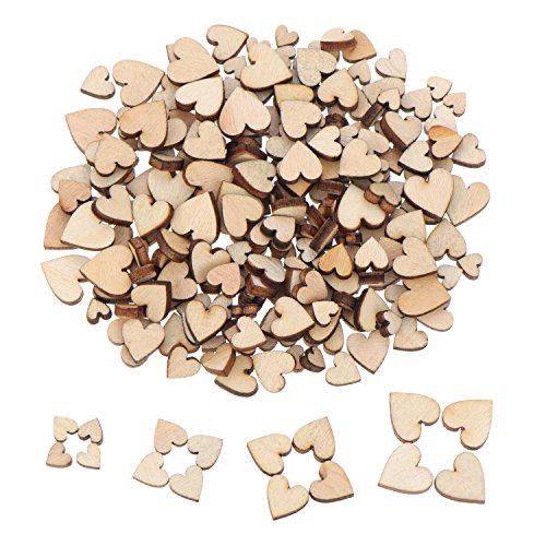 200 Stück Mini Wooden Hearts Mixed Holz Herz Verschönerungen für Hochzeit Handwerk Herstellung DIY von Outus