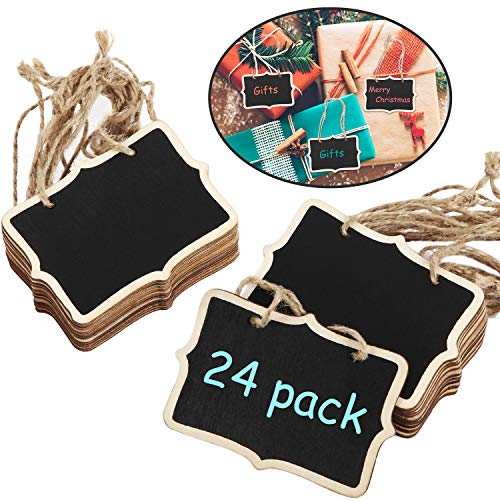 24 Packungen Tafel Tags Hängende Hölzerne Tafel Zeichen 3,35 x 2,36 Zoll Mini Holz Tafel Etiketten Rechteck Tafel Tags Massage Board Zeichen von Outus